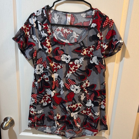 LuLaRoe Tops - Minnie Mouse LuLaRoe Red and Black Graphic Blouse Short Sleeve Relaxed